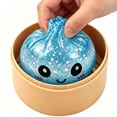 thumbnail image 3 of Glitter Blue Dumpling Squishy Stress Balls, Colorful Dumpling Fidget Sensory Pack with Food Steamer, Stretchy Squeeze Dough Ball for Daily Stress Relief & Desktop Use, 3 of 6