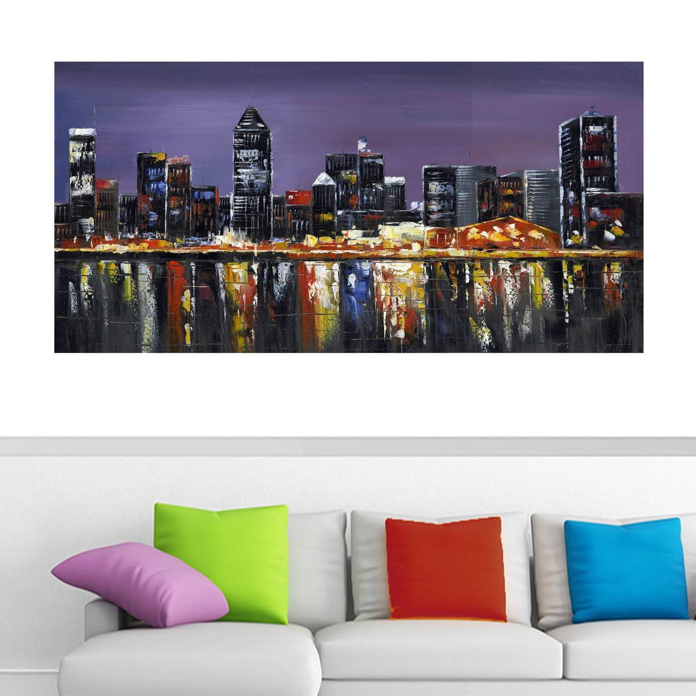 DESIGN ART Montreal At Night- Fine Art Canvas Print 48 x 24
