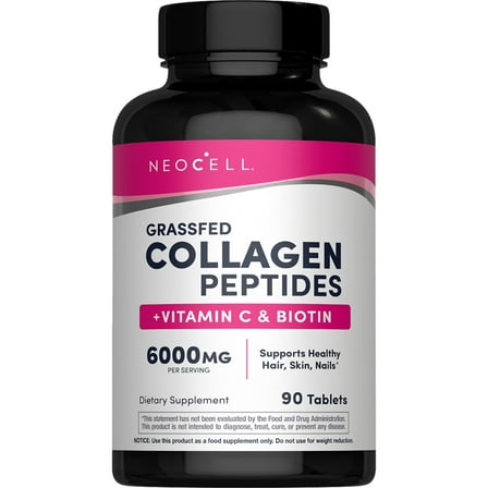 NeoCell Grassfed Collagen Peptides  Vitamin C & Biotin 6000mg 90 Tablets