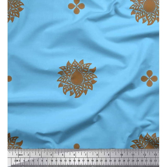Soimoi Polyester Crepe Fabric Flower Artistic Decor Fabric Printed Yard 52 Inch Wide