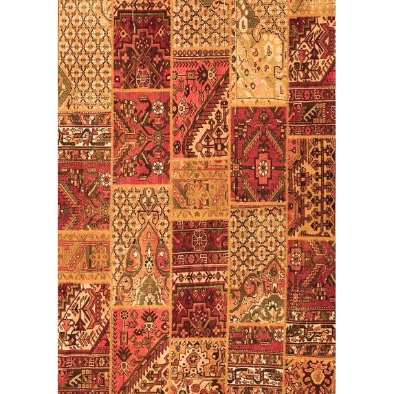 Ahgly Company Indoor Rectangle Patchwork Orange Transitional Area Rugs, 3' x 5'
