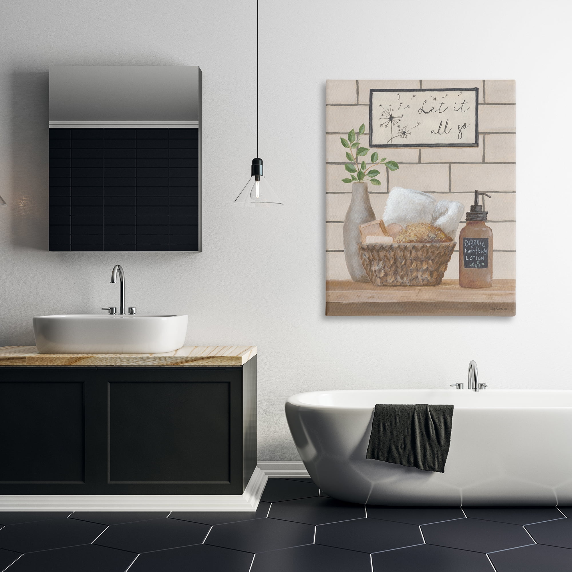 Stupell Industries Let It Go Bath Typography Painting Gallery Wrapped Canvas Art Print Wall Art, 36 x 48