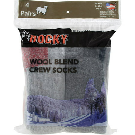 Rocky Men's Wool Blend Crew Socks 4-Pack - Walmart.com