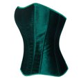 thumbnail image 5 of Women's Emerald Green Velvet Jacquard Strapless Corset Sweetheart Bust Steel Boned Waist Trainer for Victorian Renaissance, 5 of 7