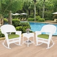 thumbnail image 3 of Jeco 3pc Rocker Wicker Chair Set in White with Green Cushion, 3 of 12