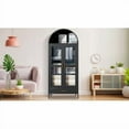 thumbnail image 3 of Rugerasy 73 inch Tall Metal Arched Cabinet,Freestanding Cabinet with Glass Door, 2 Adjustable Shelves,Modern Farmhouse Display Bookshelf, for Home,Black, 3 of 8