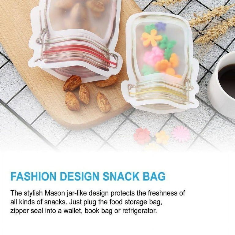 10-100pcs Reusable Mason Jar Ziplock Bags Food Storage Sandwich Snack  Zipper Bag