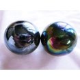 thumbnail image 2 of Big Game Toys Set of 2 Milky Way 35mm Boulder Purple/Gold Oil Slick Metallic Iridescent Swirl Large Shooter Solid Glass Marbles, 2 of 6