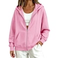 thumbnail image 5 of GILIGEGE Womens Zip Up Hoodie,Y2K Hoodies Casual Sweatshirts Plus Size Plain Hooded Long Sleeve Fall Oversized Sweatshirts Spring Winter Jackets with Pockets 2026,Lightweight Outwear Pink S, 5 of 6