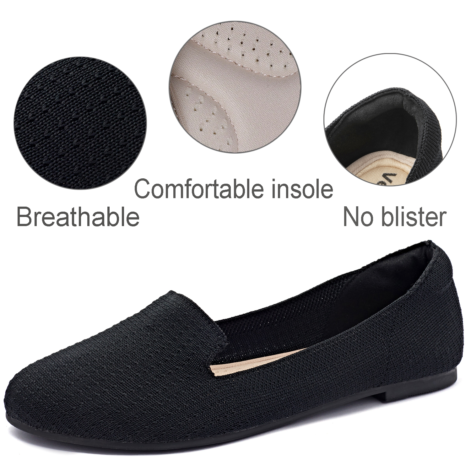 Ataiwee Women's Wide Width Flats Shoes, Soft Knitted Breathable Plus ...