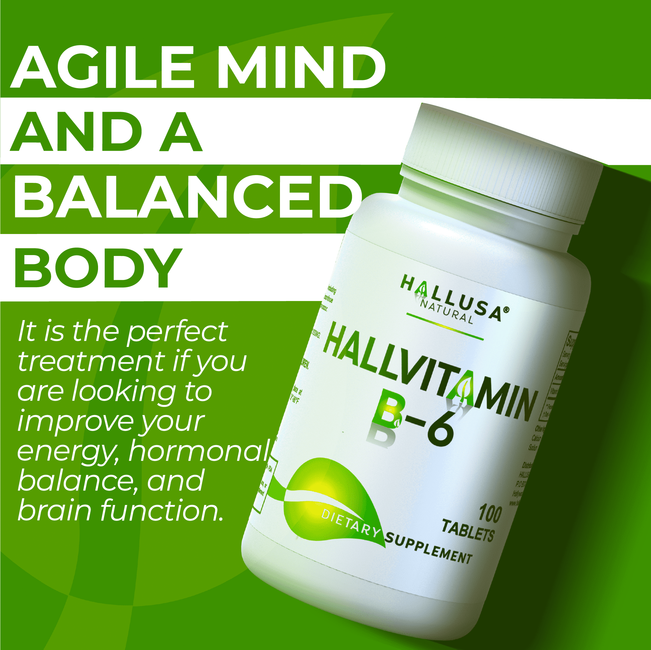 HALLUSA NATURAL Hallvitamin B6 100 mg | 300 Tablets | Vitamin B6 Supplement, Energy Support, Made USA