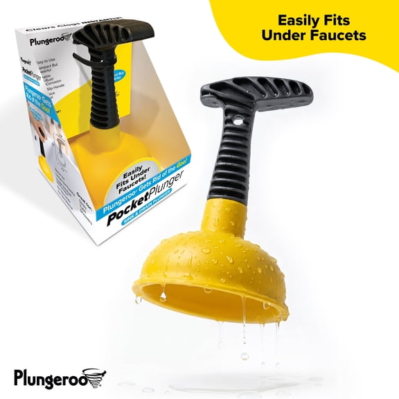 Plungeroo Pocket Plunger, Sink & Drain Plunger, Yellow