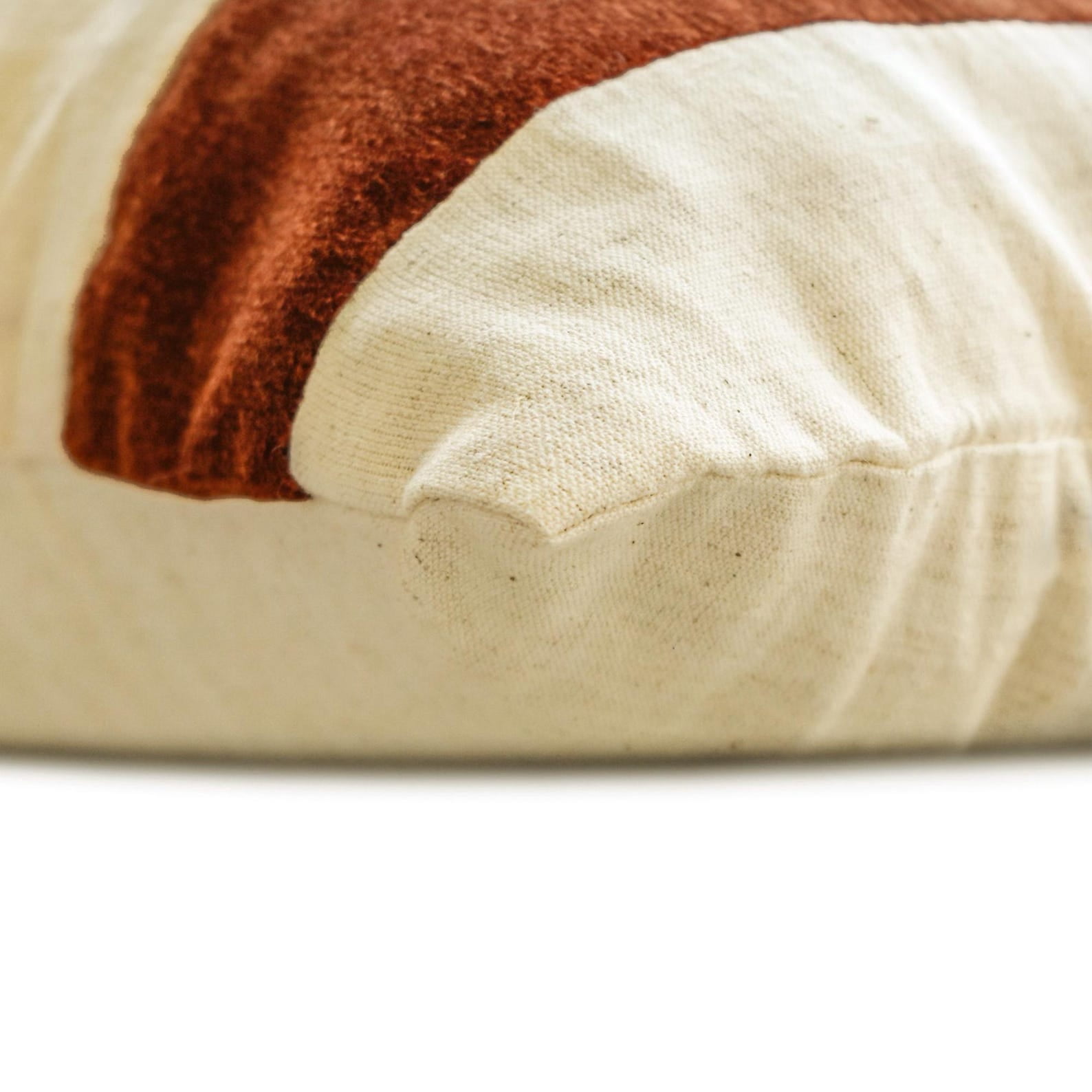 The HomeCentric Decorative Lumbar Pillow Cover Orange, 12"x22" (30x55 cm) Velvet & Linen Patchwork, Color Block, Halloween, Fall, Autumn Decor, Home Décor Oblong Cushion Cover, Striped- Swathe Orange