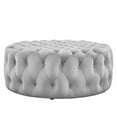 thumbnail image 4 of Round Ottoman Accent Tufted Chair , Grey Gray, Velvet, Modern Contemporary, Living Lounge Cafe Room Hotel Lobby Hospitality, 4 of 6