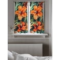 thumbnail image 5 of Burnt Orange Floral Curtains 54 Inch Length, Sheer Curtains for Bedroom Living Room Window Tropical Botanical Leaves Floral Rod Pocket Voile Drapes Kitchen Curtains Small Half Window 42"x54" 2 Panels, 5 of 6