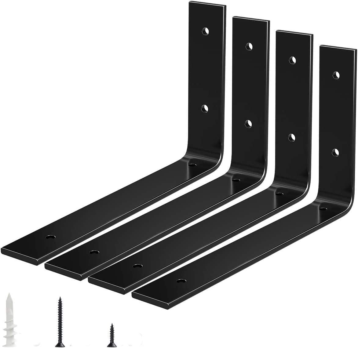12 Packs T Shelf Bracket Iron Metal Brace Shelving Support with Lip 10"L x 6"H 