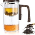 thumbnail image 1 of Fidqiog Tea Pot, Glass Tea Pots with Infuser, Press Control Enchanti Tea Pot, One-Click Magnetic Filtering Teapot with Wooden Handle (720ml), 1 of 6