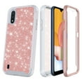 thumbnail image 4 of Value Pack and for Samsung Galaxy A01 015 Case Phone Case Dual Layer Glitter Full-Body Rugged Clear Back Case Drop Resistant Shockproof Case with Built In Screen Protector (Rose Gold), 4 of 4