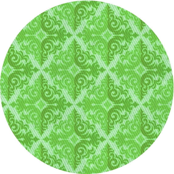 Ahgly Company Indoor Round Patterned Emerald Green Area Rugs, 6' Round