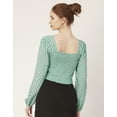 thumbnail image 5 of Moomaya Women'S Printed Square Neck Crop Top, Long Sleeves Smocked Summer Top, 5 of 8