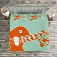 thumbnail image 3 of Ambesonne Guitar Quilted Bedspread Set 3 Pcs, Musician Performing, King Size, Mint Green Orange, 3 of 3