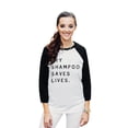 thumbnail image 2 of Thread Tank Dry Shampoo Saves Lives Unisex 3/4 Sleeves Baseball Raglan White Black Small, 2 of 4