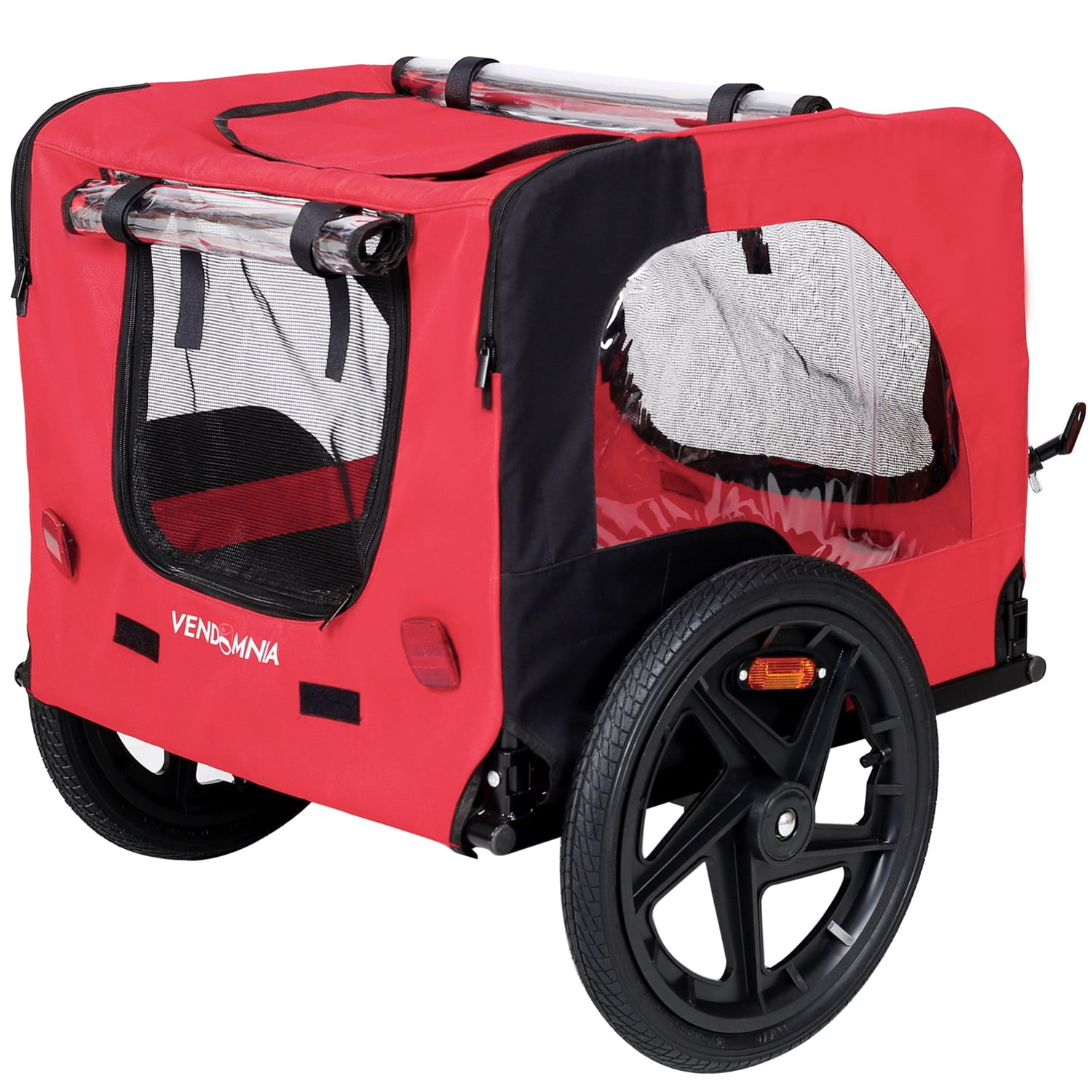 Pefilos 16" Dog Bike Trailer, Pet Stroller Bicycle Carrier w/Hitch, Suspension, Visibility Flag, air wheel Pet Bike Trailer for Dogs 66lb Weight Capacity, Red Pefilos 16" Dog Bike Trailer, Pet Stroller Bicycle Carrier w/Hitch, Suspension, Visibility Flag, air wheel Pet Bike Trailer for Dogs 66lb Weight Capacity, Red