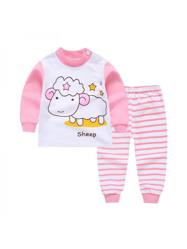 Baby Unisex Pajamas Long Sleeve Tops & Pants 2 Piece PJ Set Organic Cotton Clothing Set for Infant Baby Boys Girls 