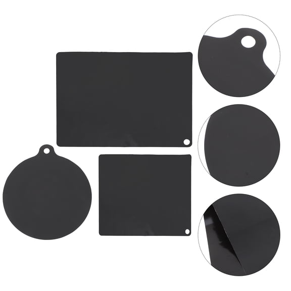 SEWCHICS 3Pcs Heat-resistant Pad for Induction Cooker Black Round Square Rectangle Certified Cooking Pad