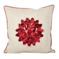 thumbnail image 1 of Saro Lifestyle 2082.R18S Métallisé Poinsettia Fleur Conception Vacances Poly Rempli Coussin - Rouge, 1 of 1