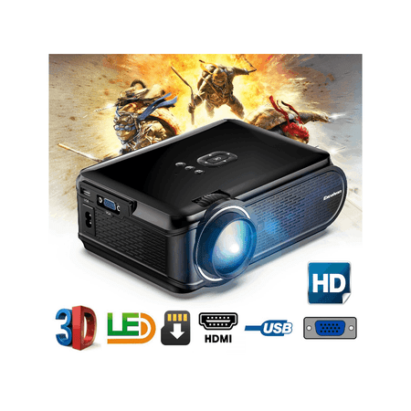 Excelvan Projector  1080P Full HD Portable Projector Movie Projector Compatible with TV Stick Smartphone/HDMI/USB Indoor & Outdoor Use