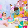 thumbnail image 3 of Otra decoración de jardín 5 piezas Globos de papel de helado Kawaii Helado Donut Globos de comida dulce para niñas de verano Fiesta de cumpleaños para niños Decoraciones para espectáculos de bebé, 3 of 5