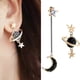 thumbnail image 5 of Pendientes de la Estrella de la Luna, Aretes de Luna Estrella Asimétricos Negros Ampliamento Usados ​​para la Pelota, 5 of 8