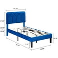 thumbnail image 2 of VECELO Set of 2 Twin Bed Frames, Modern Upholstered Platform Bed Frame with Adjustable Headboard, No Box Spring Needed, Dark Blue, 2 of 8