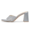 thumbnail image 2 of YDN Women Open Round Toe Woven Mules Slip on Cutout Chunky High Heels Casual Dressy Work Slide Sandals Size 6 Light Blue, 2 of 5
