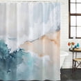 thumbnail image 3 of Teal Beige Waterproof Fabric Shower Curtain,Modern Oil Painting Art Coastal Waterproof Fabric Shower Curtain for Bathroom Curtains Bathtubs Hotel Washable Shower Curtains with 12 Hooks Standard 66x72, 3 of 8