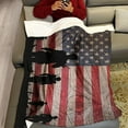 thumbnail image 3 of American Flag Blanket with Soldiers, Shaggy Stripes Throw Blanket for TV Travel Household (50x60 Inches), 3 of 5