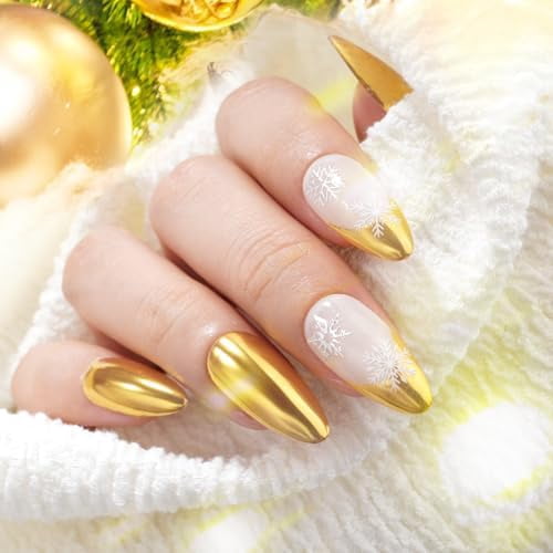 Diva Chrome Nail Powder - Gold Mirror Effect Nail Chrome Powders, Highlight Metallic Chrome Powder for Nail Art Pigment Chrome Powder for Nails (Gold, 1g)