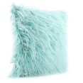thumbnail image 2 of Funda de almohada de felpa suave de 45x45 cm, funda decorativa para cojín para sofá, cama de coche, sin inserciones, azul lago, 2 of 8