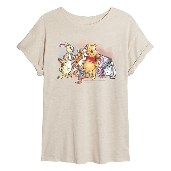 Winnie the Pooh - Pooh and Group Watercolor - Women's Oversized T-Shirt