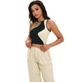 thumbnail image 3 of DARING DIVA Women's Color Block Ribbed Sleeveless Crop Tank Tops S Black Brown, 3 of 7