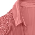 thumbnail image 5 of ManxiVoo Sequin Button Down Shirt for Women Long Sleeve Casual Top with Padded Detail Sparkle Blouse for Dinner Out XL Size Pink, 5 of 7