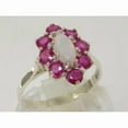 thumbnail image 2 of LBG British Made 18k White Gold Natural Opal & Ruby Womens Promise Ring - 33 size options - Size 9.5, 2 of 5