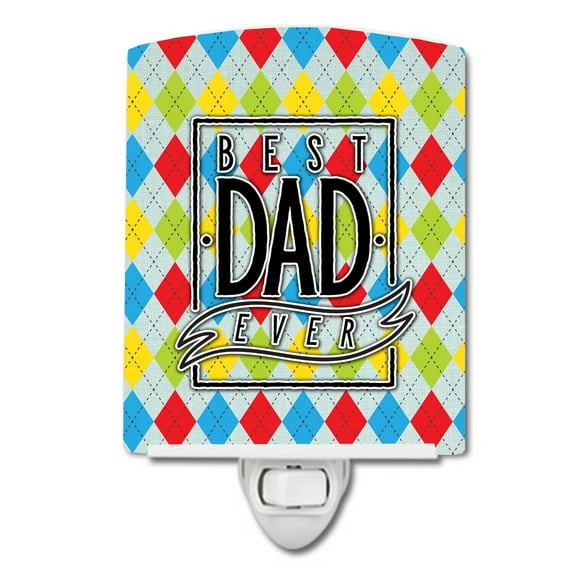 Caroline's Treasures BB5442CNL Best Dad Ever Argyle Ceramic Night Light, 6x4x3", multicolor