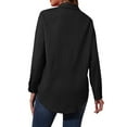 thumbnail image 3 of Siliteelon Women's Black Textured Button-Down Long-Sleeve Casual Shirt with Pockets - Classic and Versatile for Office Commuting, 3 of 7