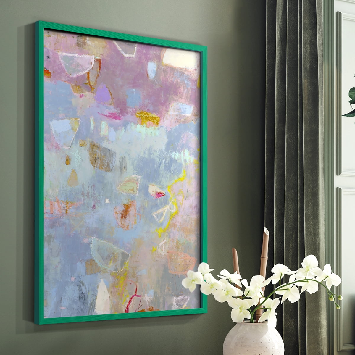 Whilst II Framed Print in Green Solid Wood 8 x 10 Framed Print