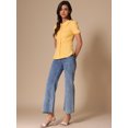 thumbnail image 3 of DARING DIVA Sweet Peter Pan Collar Button Down Blouses XS Yellow 2, 3 of 6