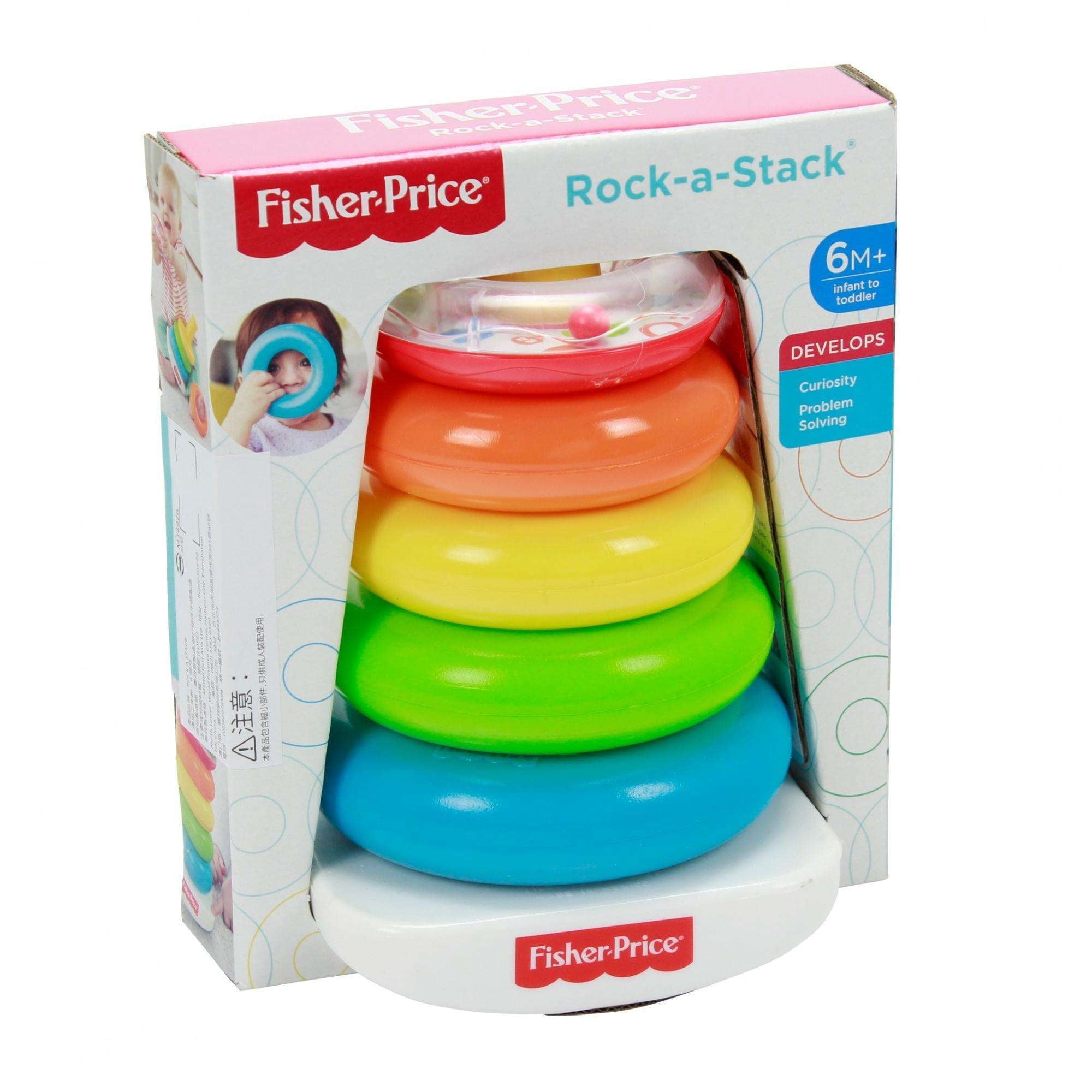 Fisher-Price Baby Stacking Toy Rock-a-Stack, Roly-Poly Base with 5 Colorful Rings for Ages 6+ Months