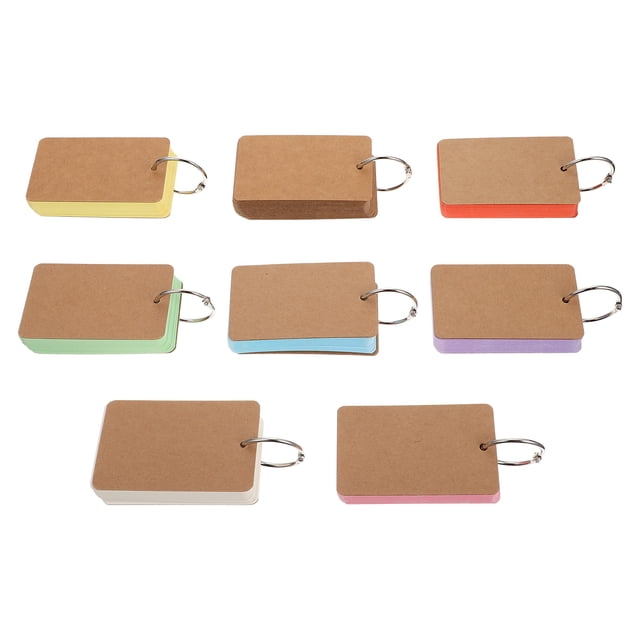 MasteelfCA 8 Books Iron Ring Handwriting Hard Blank English Word Card Loose-leaf Book Memory Card
