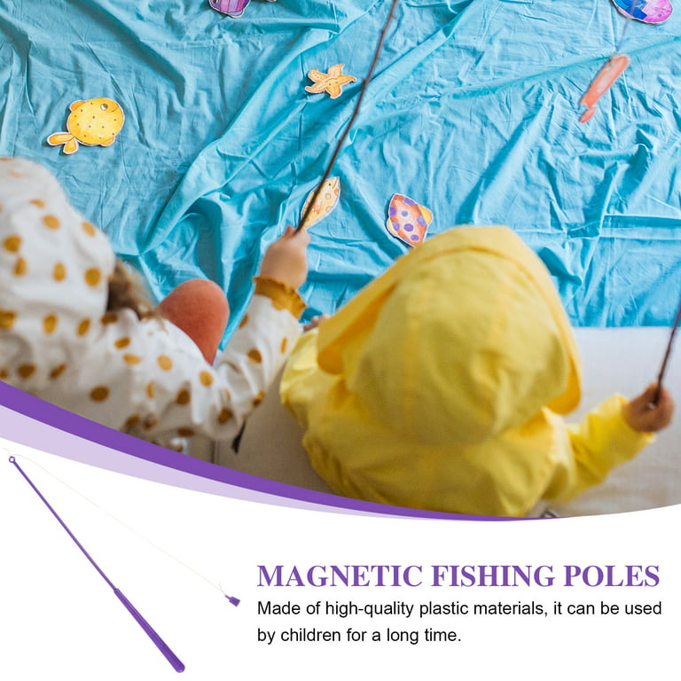 Frcolor 20pcs Plastic Magnetic Fishing Poles Magnet Fishing Rods Kids Toy Accessories, Size: 25x0.6x0.5cm, Purple
